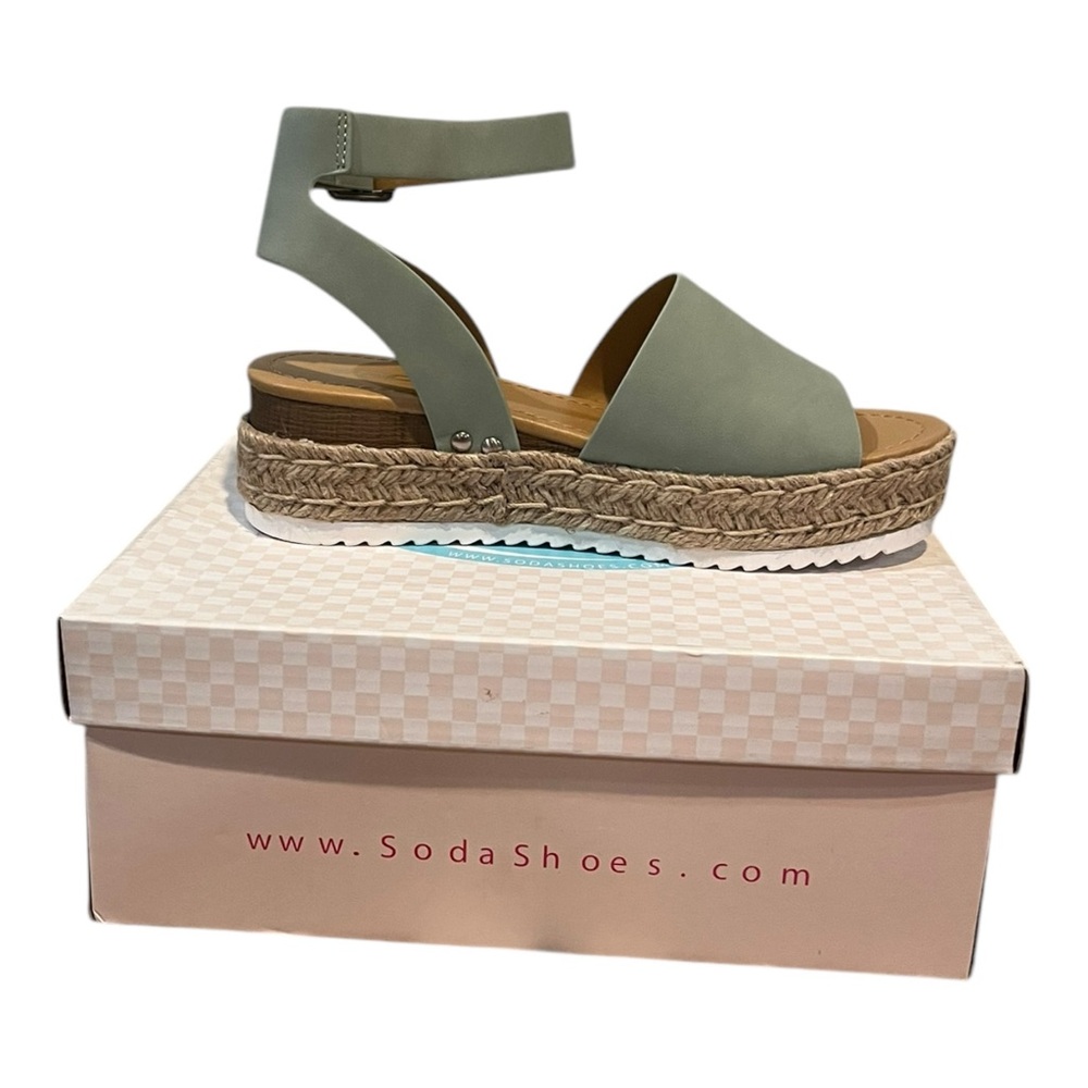 Soda Open Toe Ankle Strap Espadrille Sandals Green